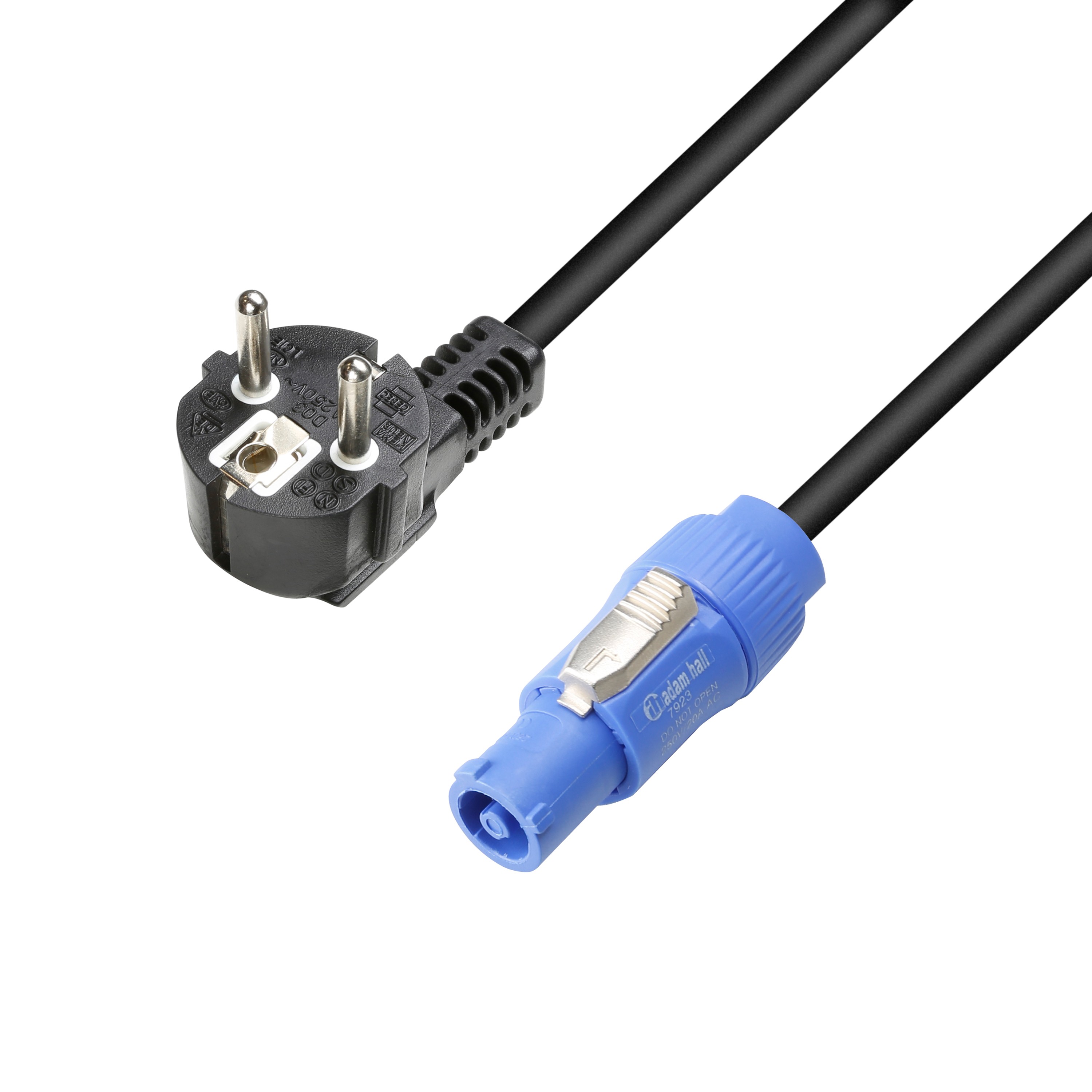 Adam Hall Cables 3 STAR PCON 0300 - power cable - 3x1,5 mm black PVC cable - PowerTwist + earthed / Schuko plug, 250 V/16 A - 3 m