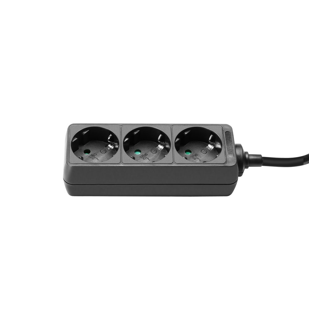 Adam Hall Cables 8747 X3 M3 - power distributor 3 x earthed / Schuko socket (16A/250V), 3 m with cable, black