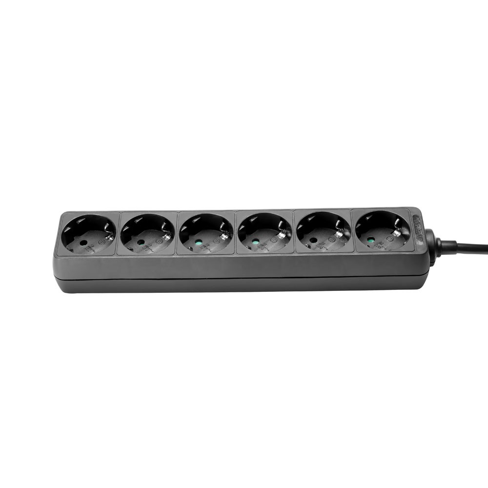 Adam Hall Cables 8747 X6 M5 - power distributor 6 x earthed / Schuko socket (16A/250V), 5 m with cable, black