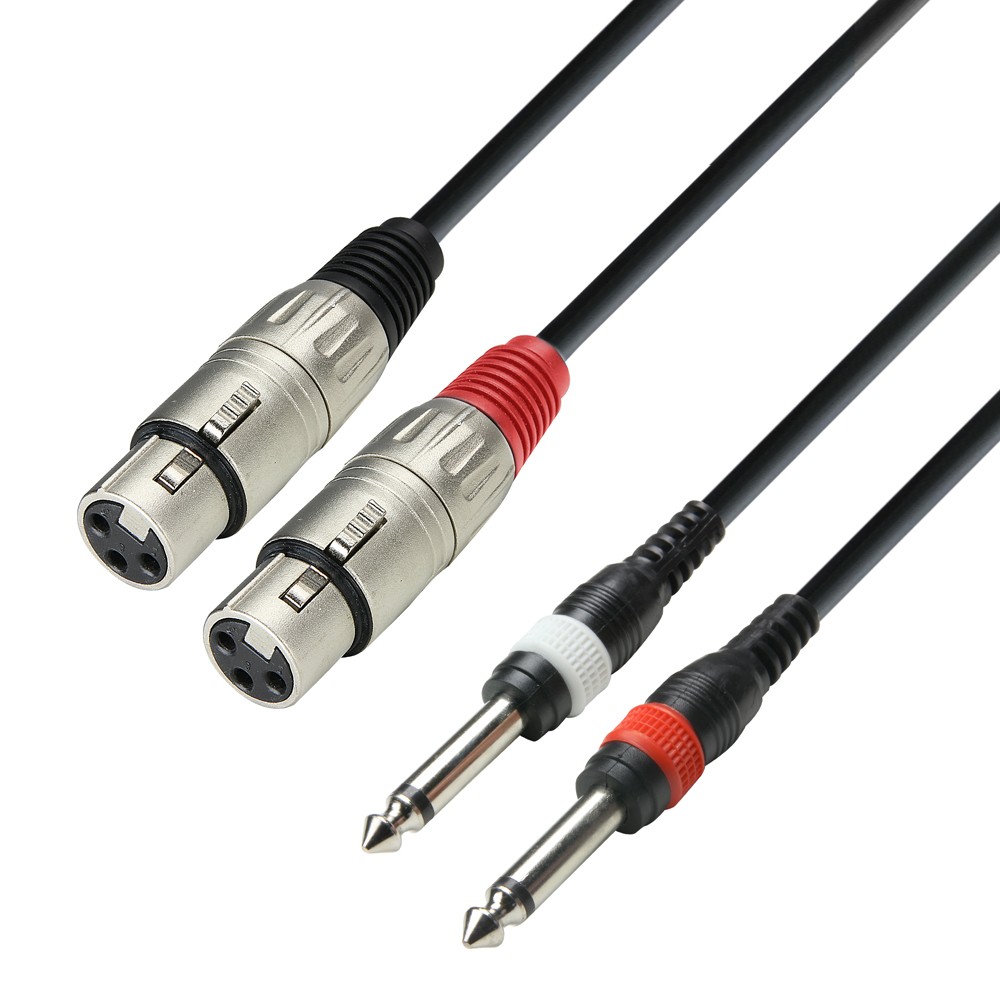 Adam Hall Cables 3 STAR TFP 0100 - Twin cable | Adam Hall 2 XLR female x 2 Jack TS | 1 m
