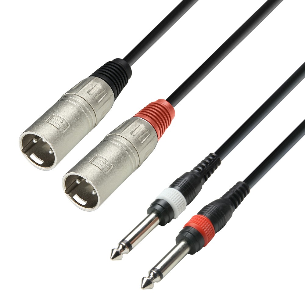 Adam Hall Cables 3 STAR TMP 0100 - Twin cable | Adam Hall 2 XLR male x 2 Jack TS | 1 m