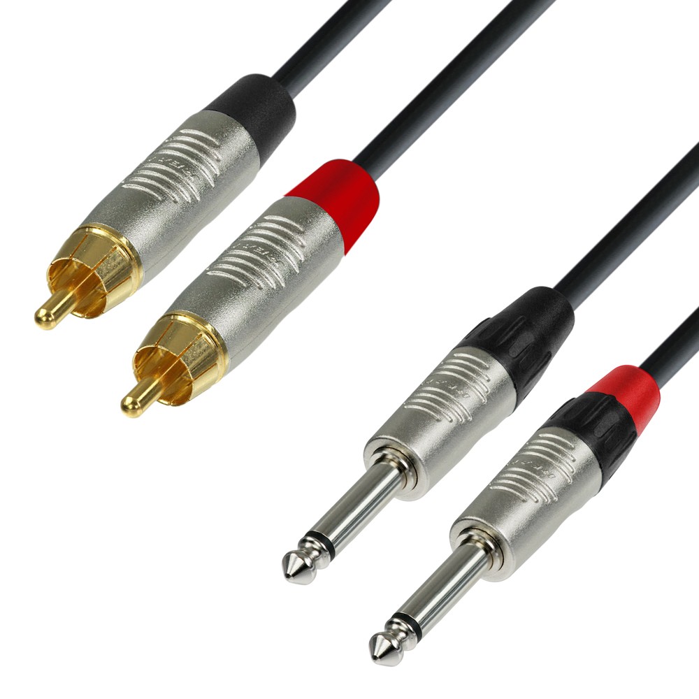 Adam Hall Cables 4 STAR TPC 0600 - dual (TWIN) cable | Rean 2 Jack TS x 2 RCA | 6 m