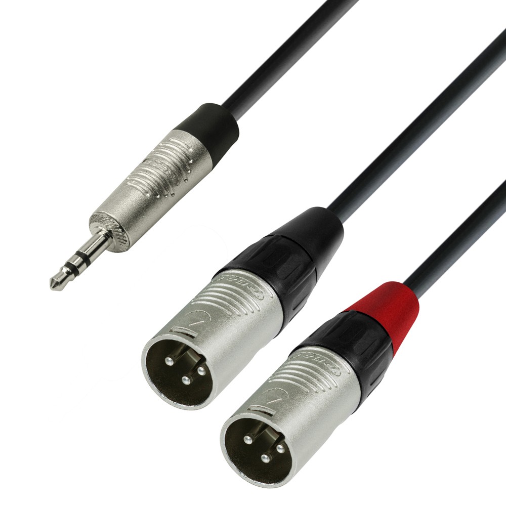 Adam Hall Cables 4 STAR YWMM 0300 - Y cable | Rean 2 XLR male x mini jack TRS | 3 m