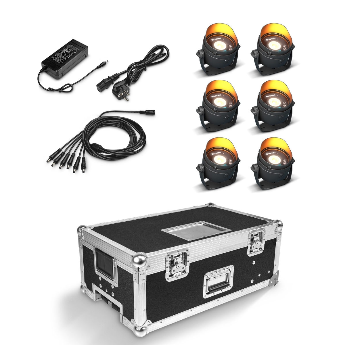 Cameo DROP B1 SET2 - touring kit 6 x CL-DROPB1 light fixture with accessories in flight case