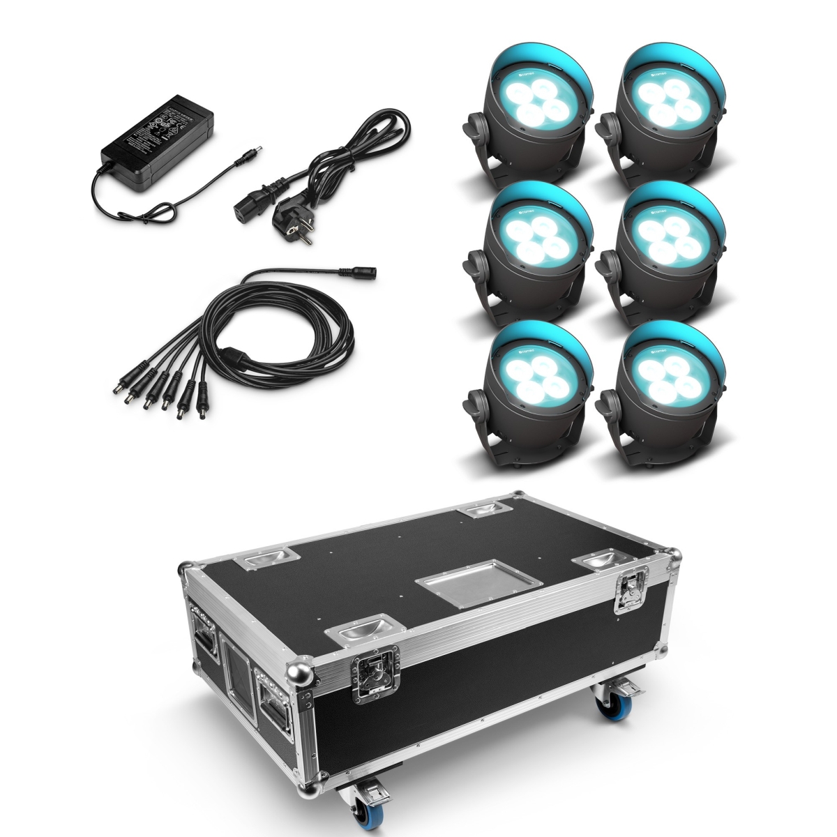 Cameo DROP B4 SET2 - touring kit 6 x CL-DROPB4 light fixture with accessories in flight case