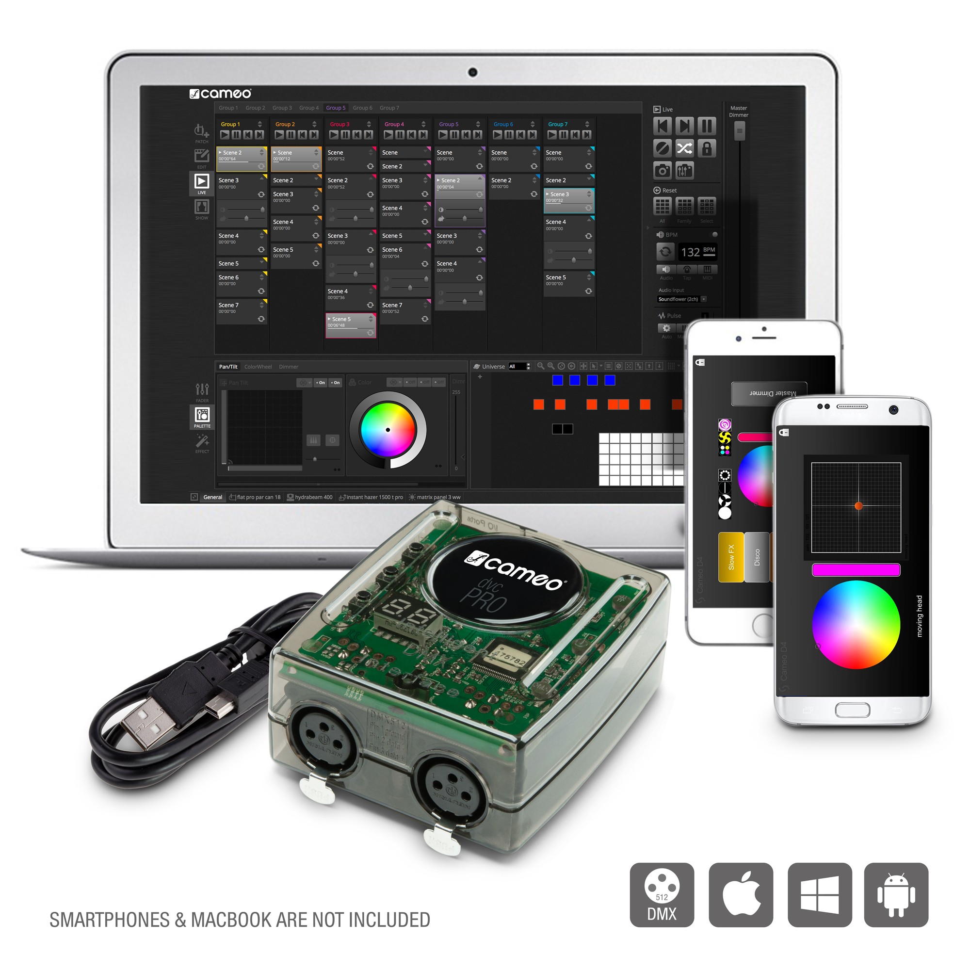 Cameo DVC PRO - DMX vezérlő, 1024-channel USB-DMX interface Wifivel and szoftverrel