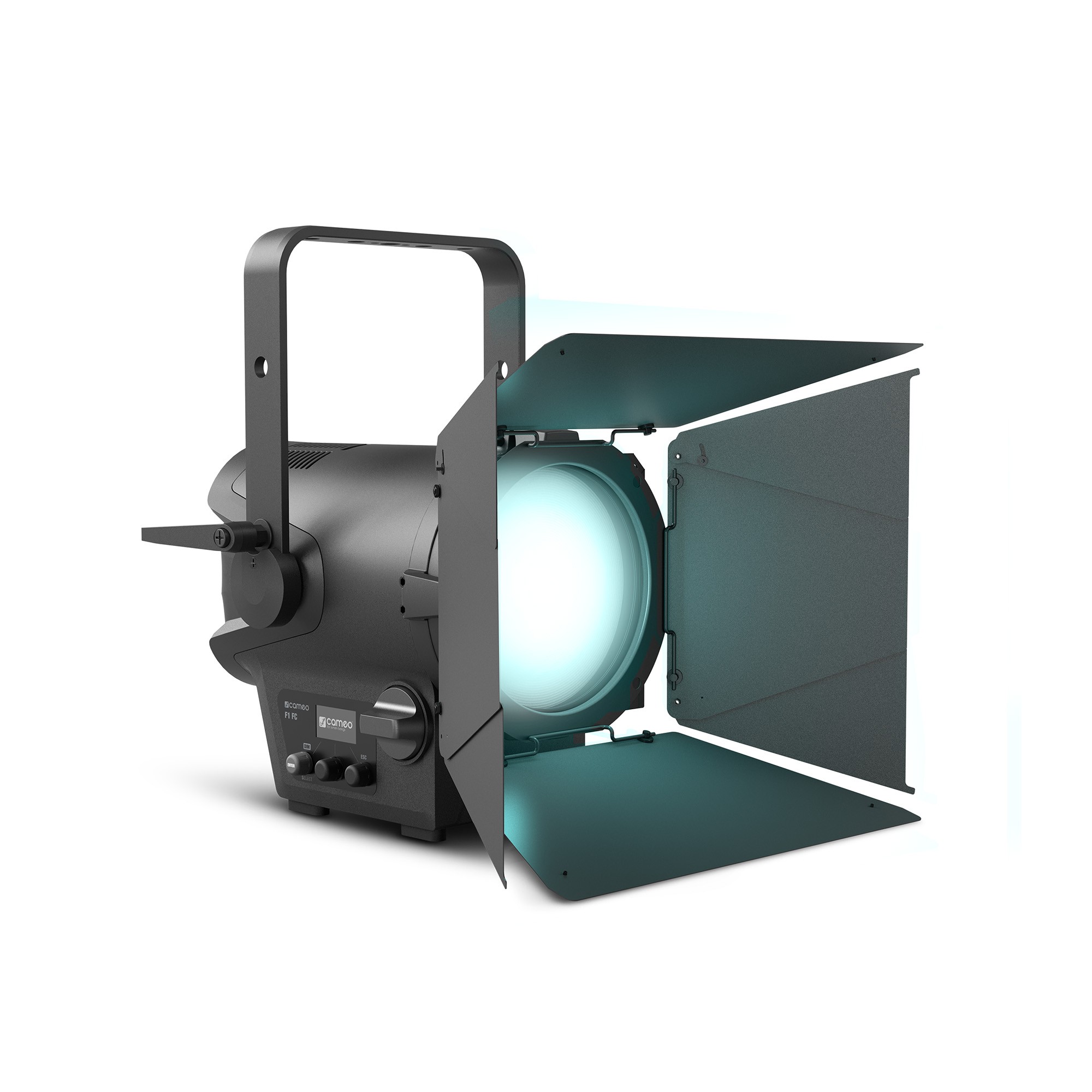 Cameo F1 FC - theatre spotlight Fresnel lencsével RGBW LED, szabályozható színhőmérséklet, zoom, black housing