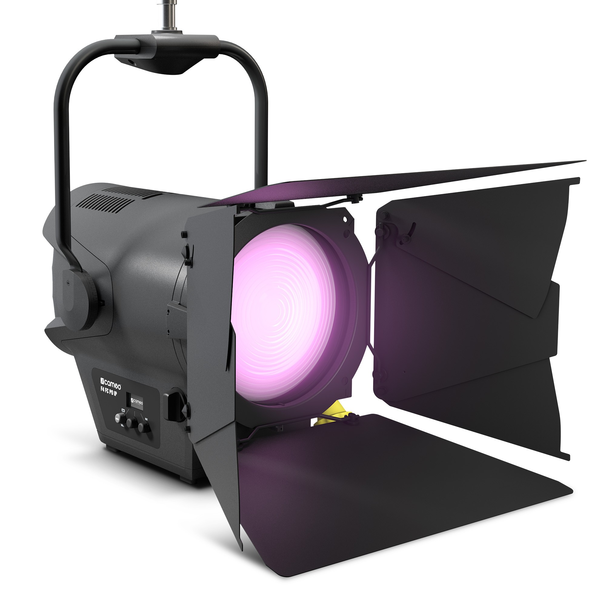 Cameo F4 FC PO IP - theatre spotlight Fresnel lencsével nappali fényű LED, zoom, black housing, IP65, Rúddal adjustable