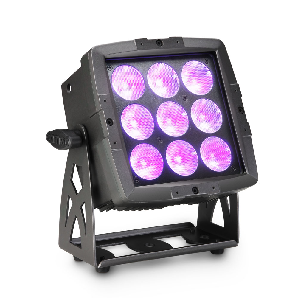 Cameo FLOOD 600 IP65 - outdoor, 9 x 12W RGBWA+UV LED-es floodlight, flat black in housing