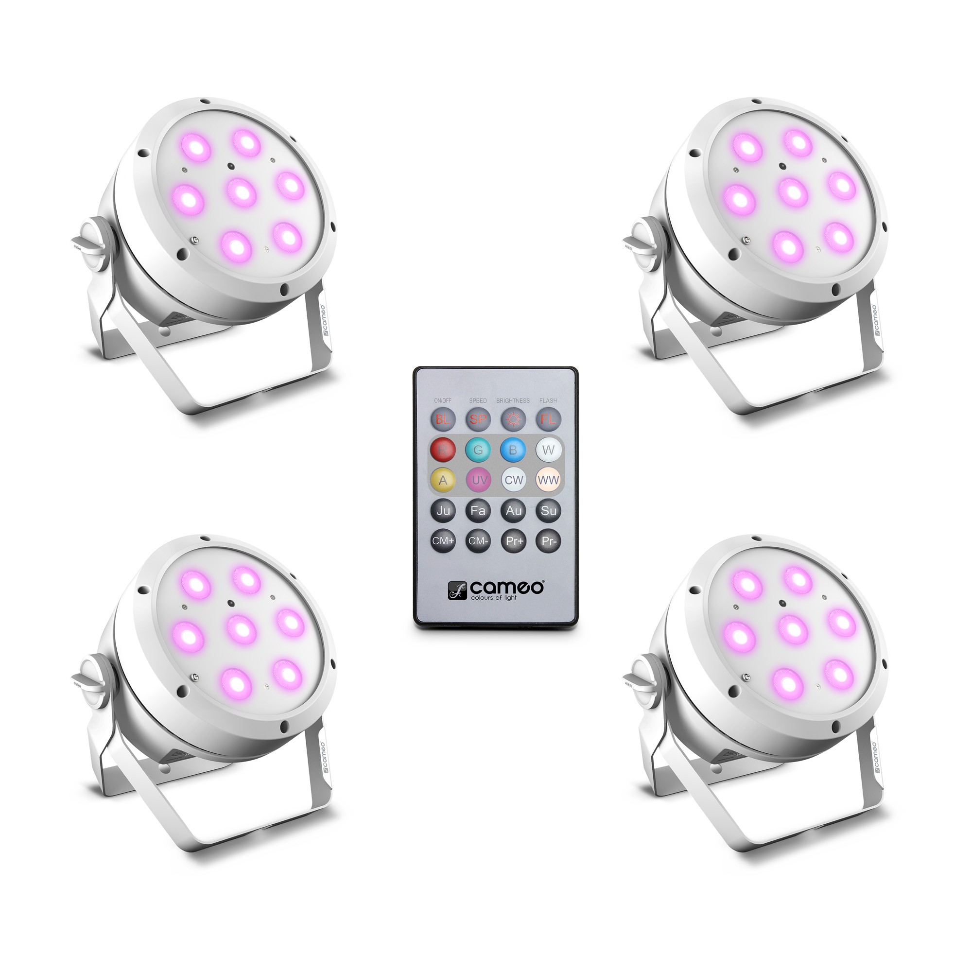 Cameo ROOT® PAR 4 WH SET 1 - spotlight kit, 4 pcs 7 x 4 W, RGBW LED, távirányítóval, white