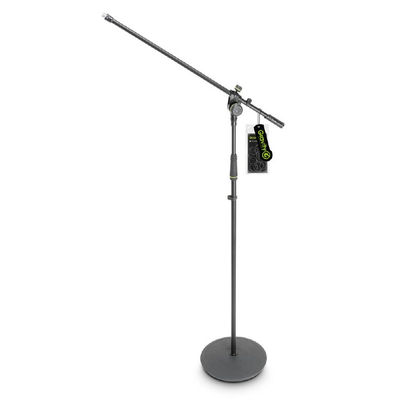 Gravity MS 2321 B - microphone stand, kör talppal, 2 ponton adjustable szimpla with boom arm, black