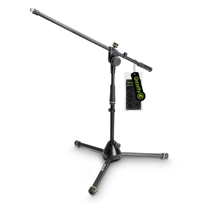 Gravity MS 4221 B - microphone stand, low, 2 ponton adjustable szimpla with boom arm, black