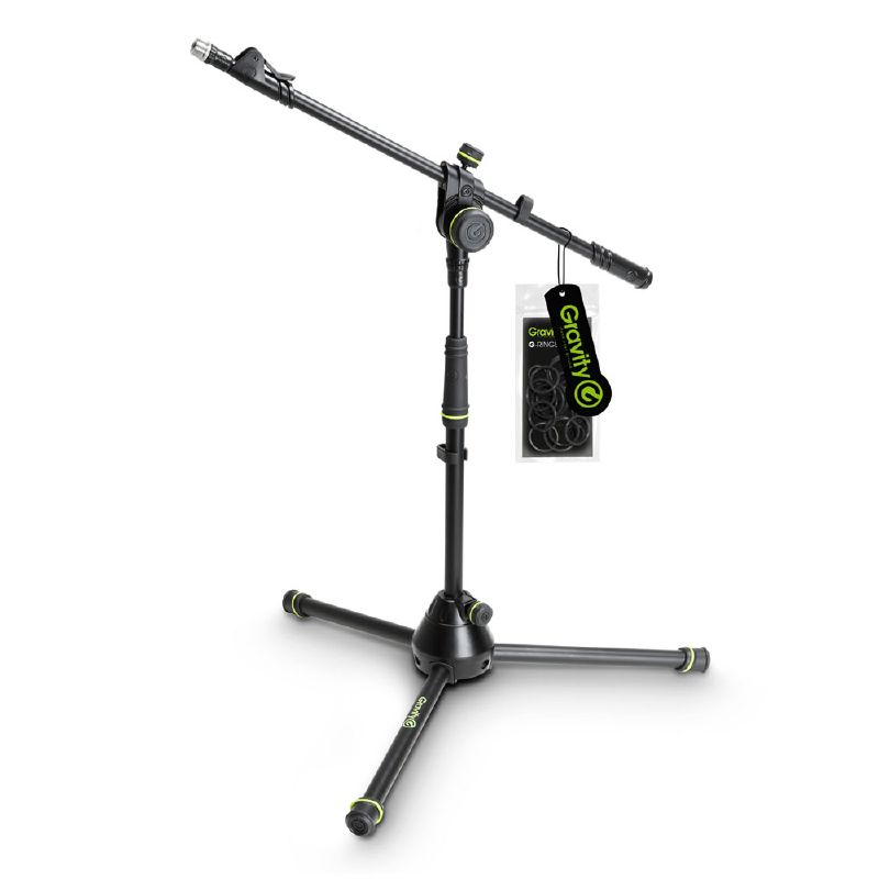 Gravity MS 4222 B - microphone stand, low, 2 ponton adjustable dual with boom arm, black