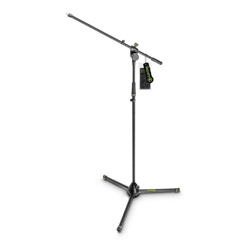 Gravity MS 4321 B - microphone stand, 2 ponton adjustable szimpla with boom arm, black