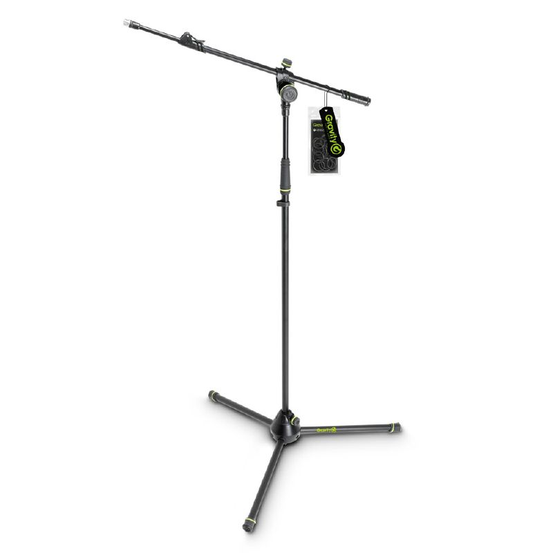Gravity MS 4322 B - microphone stand, 2 ponton adjustable dual with boom arm, black