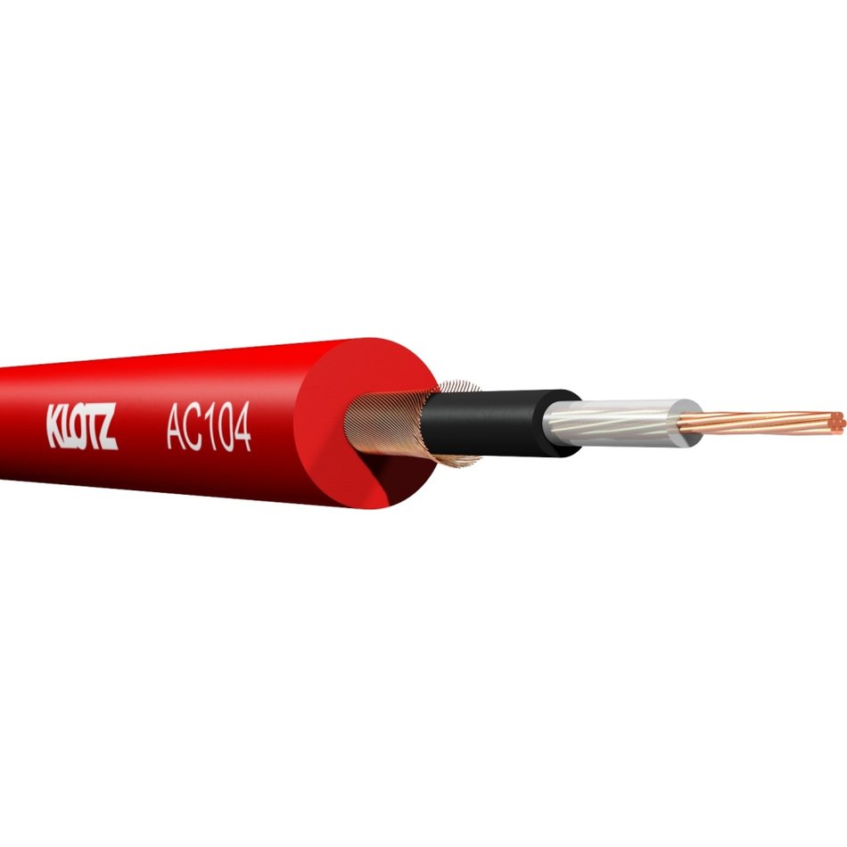 Klotz AC104RT.100 - pedal- and signal cable, 115 pF/m, red, 100 m