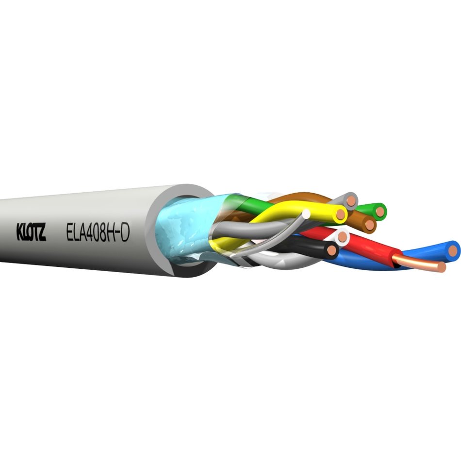 Klotz ELA408H-D.300 - installation 100V flame-retardant speaker cable, 4x2x0,8 mm, 300 m
