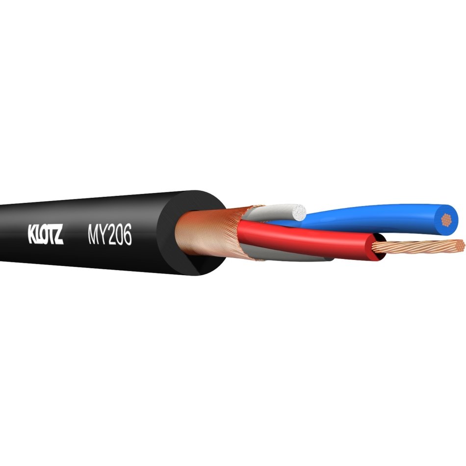 Klotz MY206SW.100 - M1 professional microphone cable, 2x0,22 mm, PVC, black, 100 m