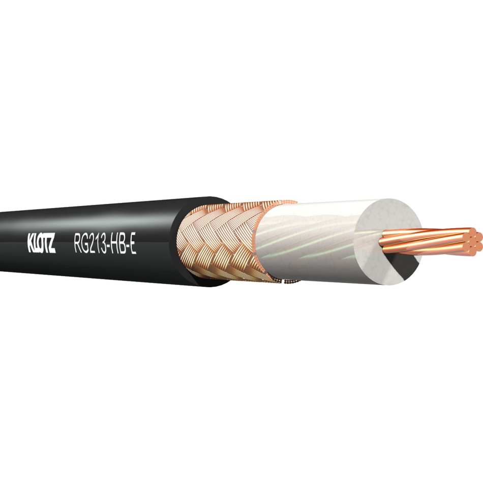 Klotz RG213-HB-E.300 - 50 Ohm (RG213/U) flame-retardant coaxial antenna cable, FRNC jacket, 300 m