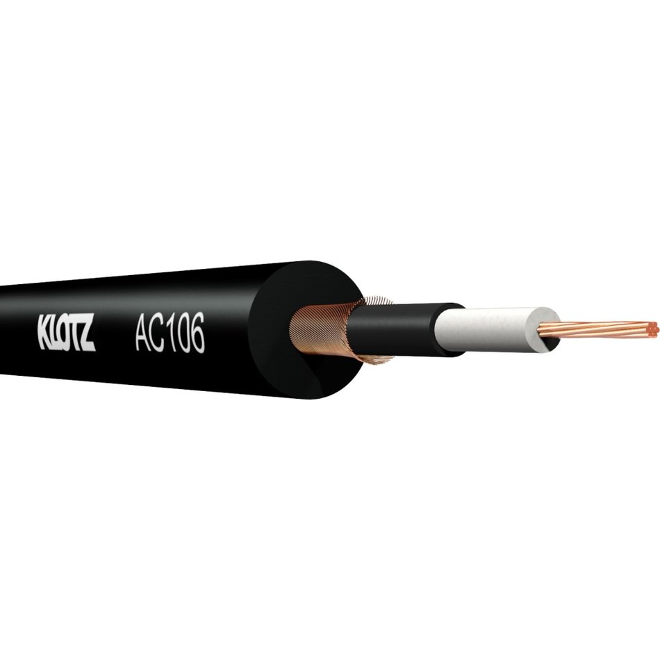 Klotz AC106SW - pedal- and signal cable, 95 pF/m, feket, custom length per metre