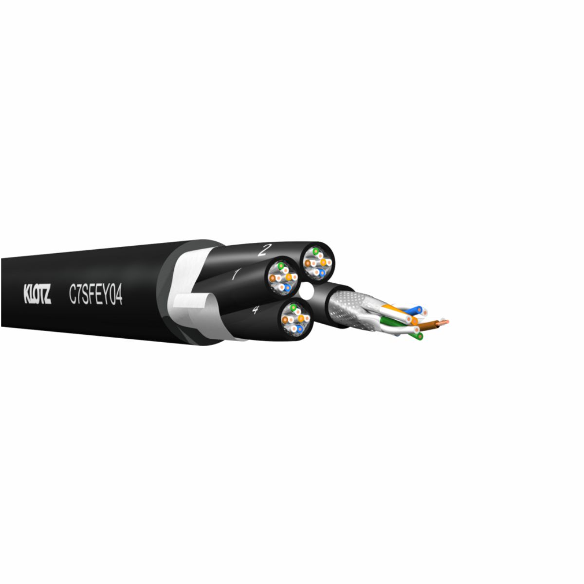 Klotz C7SFEY04.100 - MultiCat – 4 x CAT7 (S/FTP) Flex LongRun network / power cable, 100 m coil
