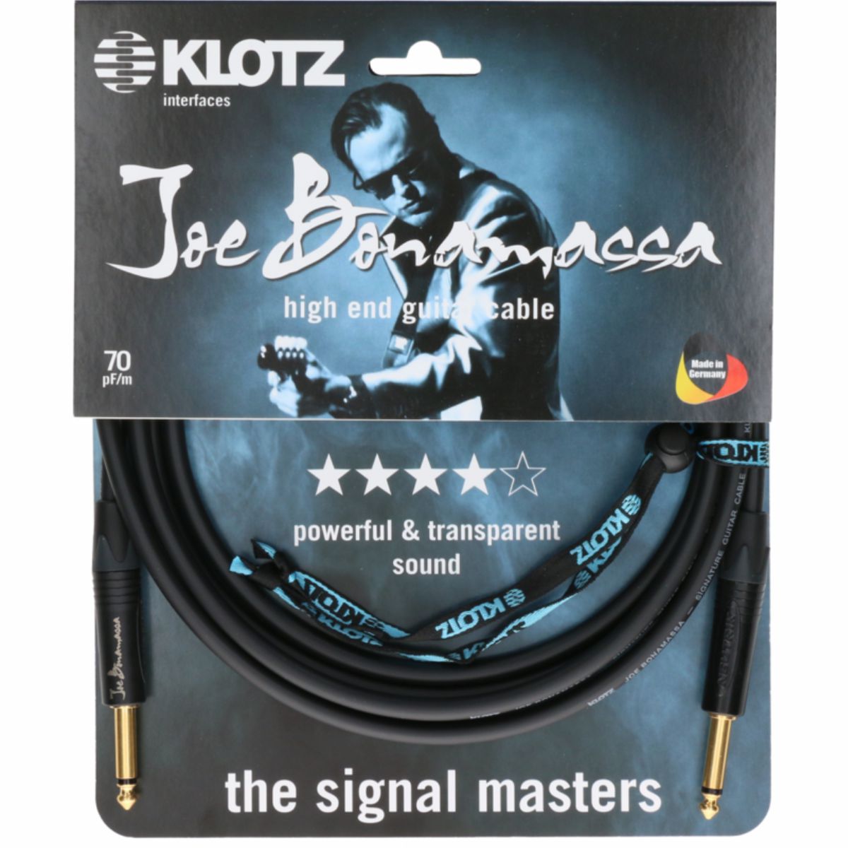 Klotz JBNPP060 - Joe Bonamassa high end guitar cable, straight jack with plugs, 6 m