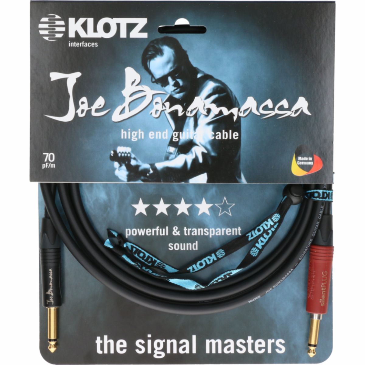 Klotz JBNPSP045 - Joe Bonamassa high end guitar cable, straight/SilentPlug jack with plugs, 4,53 m