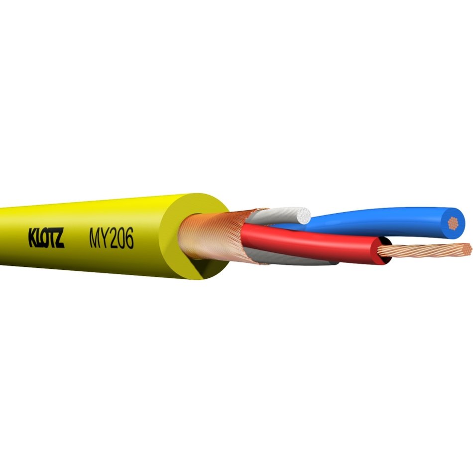 Klotz MY206GE - M1 professional microphone cable, 2x0,22 mm, PVC, yellow, custom length per metre