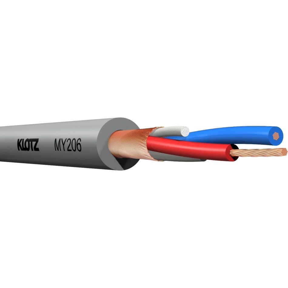 Klotz MY206GR - M1 professzionális mikrofonkábel, 2x0,22 mm, PVC, szürke, a gyári kiszereléstől eltérő hosszban