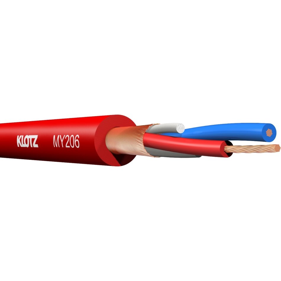 Klotz MY206RT - M1 professzionális mikrofonkábel, 2x0,22 mm, PVC, piros, a gyári kiszereléstől eltérő hosszban