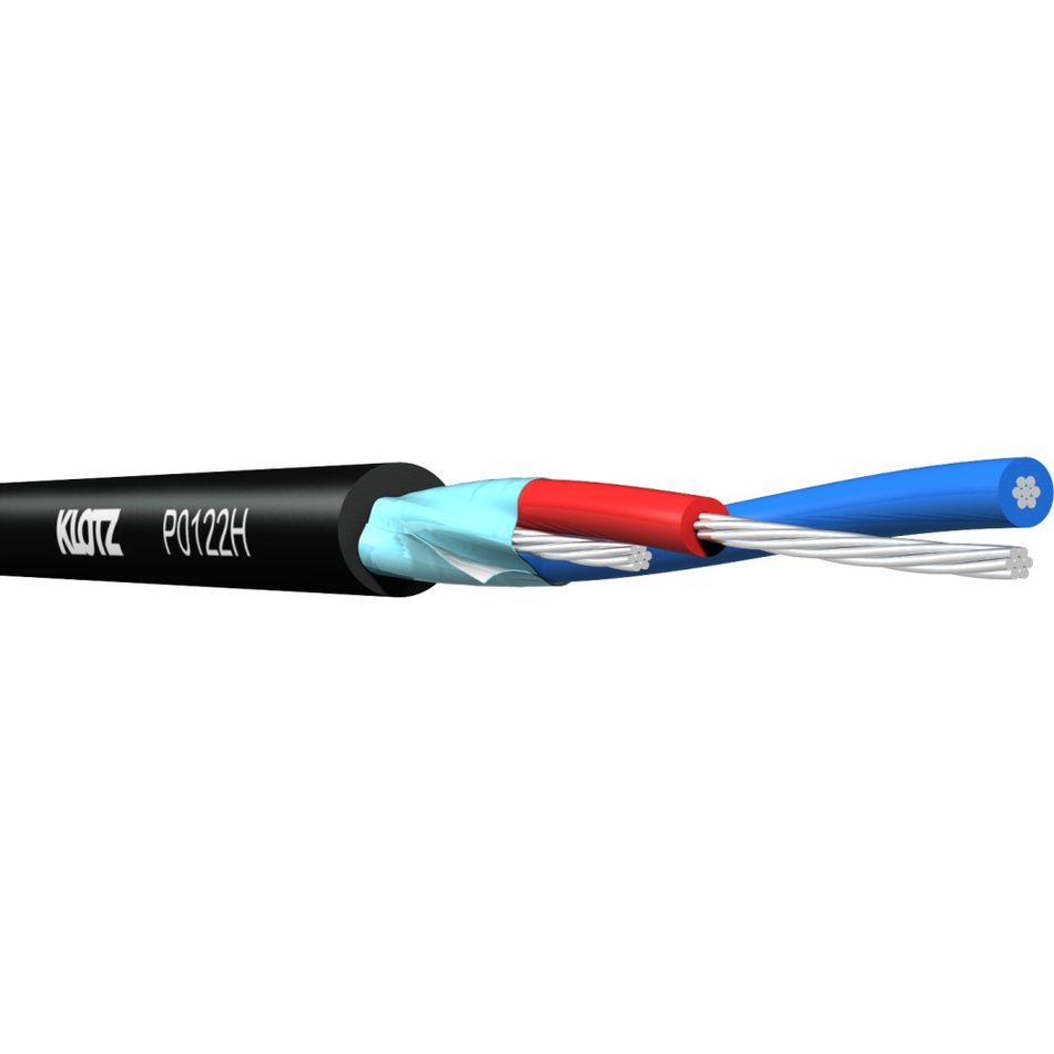 Klotz P0122H - installation flame-retardant, stranded 2x0,22 mm cable, black, custom length per metre