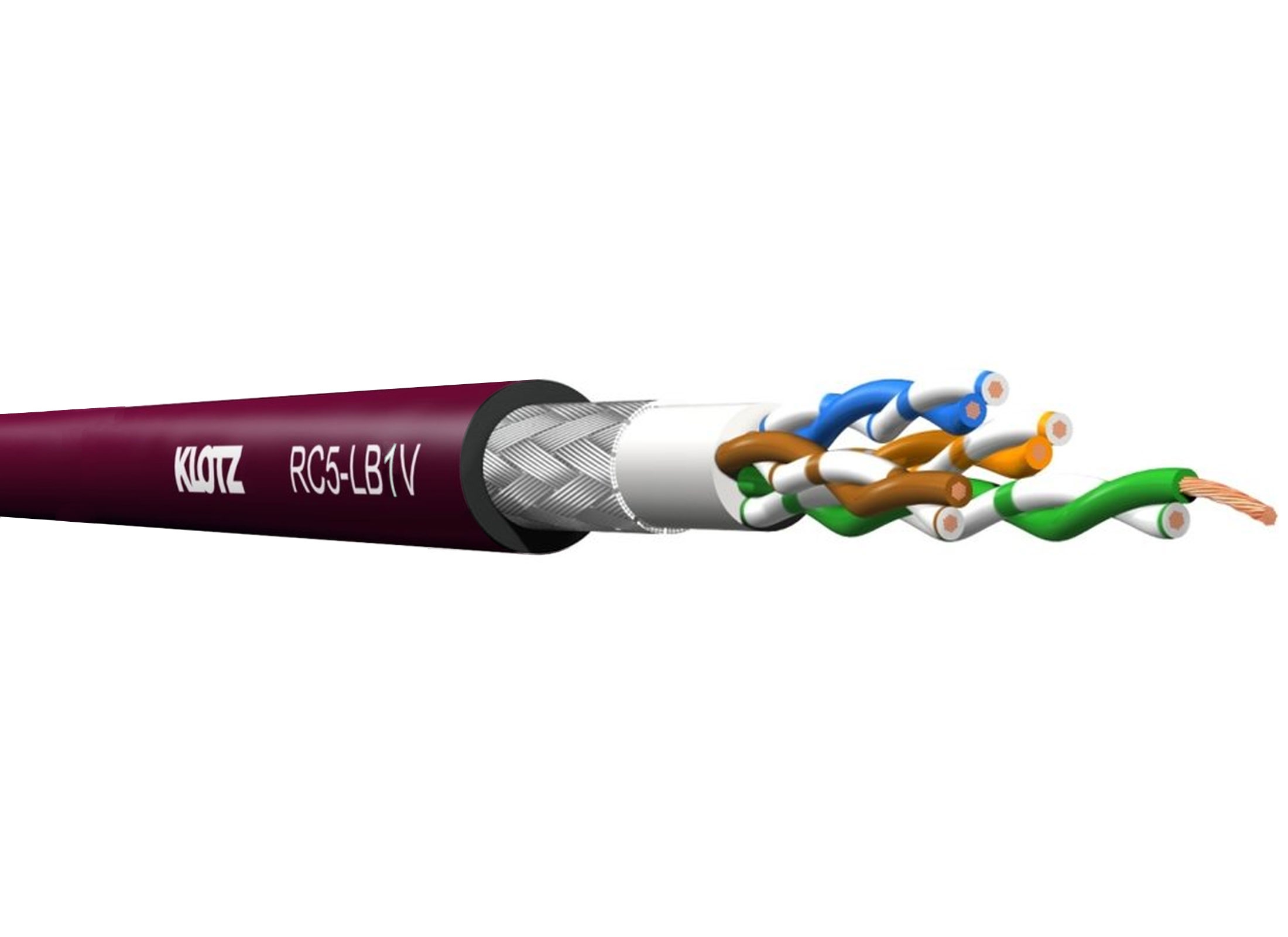 Klotz RC5-LB1V - RamCAT-Flex - shielded, S/UTP mobile cable, PUR, bordó, custom length per metre