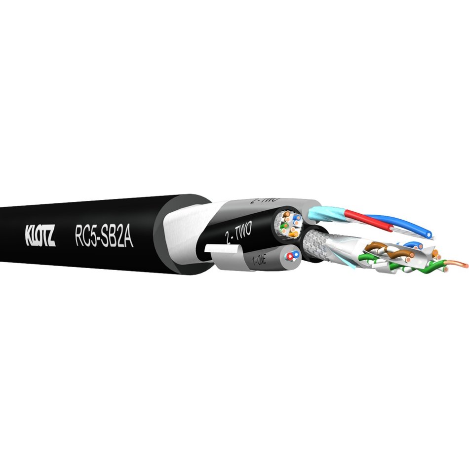 Klotz RC5-SB2A - RamCAT - 2xCAT 5e + 2 x digitális audió, mobil hálózati rendszerkábel, a gyári kiszereléstől eltérő hosszban