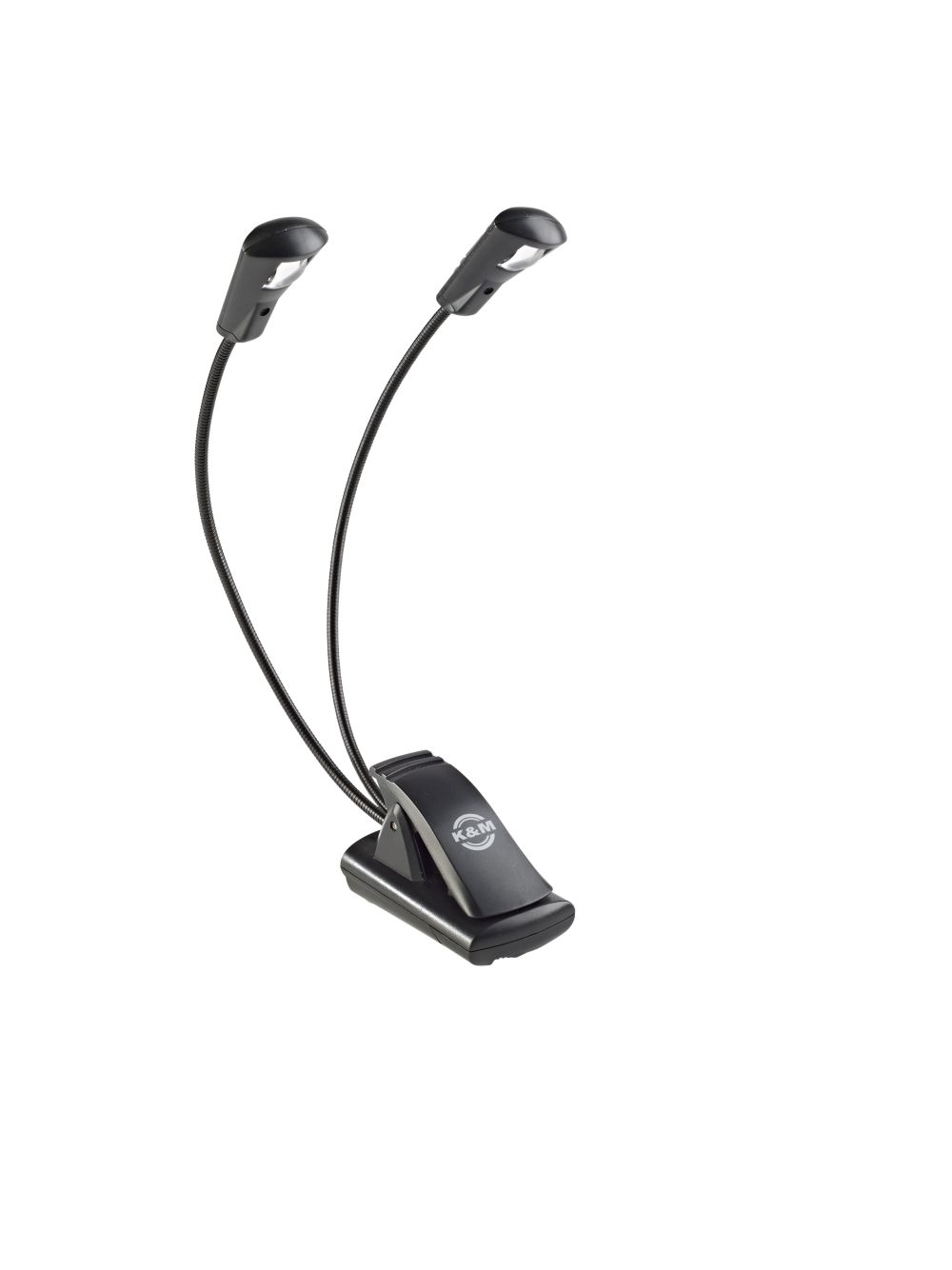 König & Meyer 12243 - music stand light - Double Flex Light 2x1 LED (2x700 lux), clip-on, 3 pcs AAA elemmel működik, flexibilis nyakkal, black
