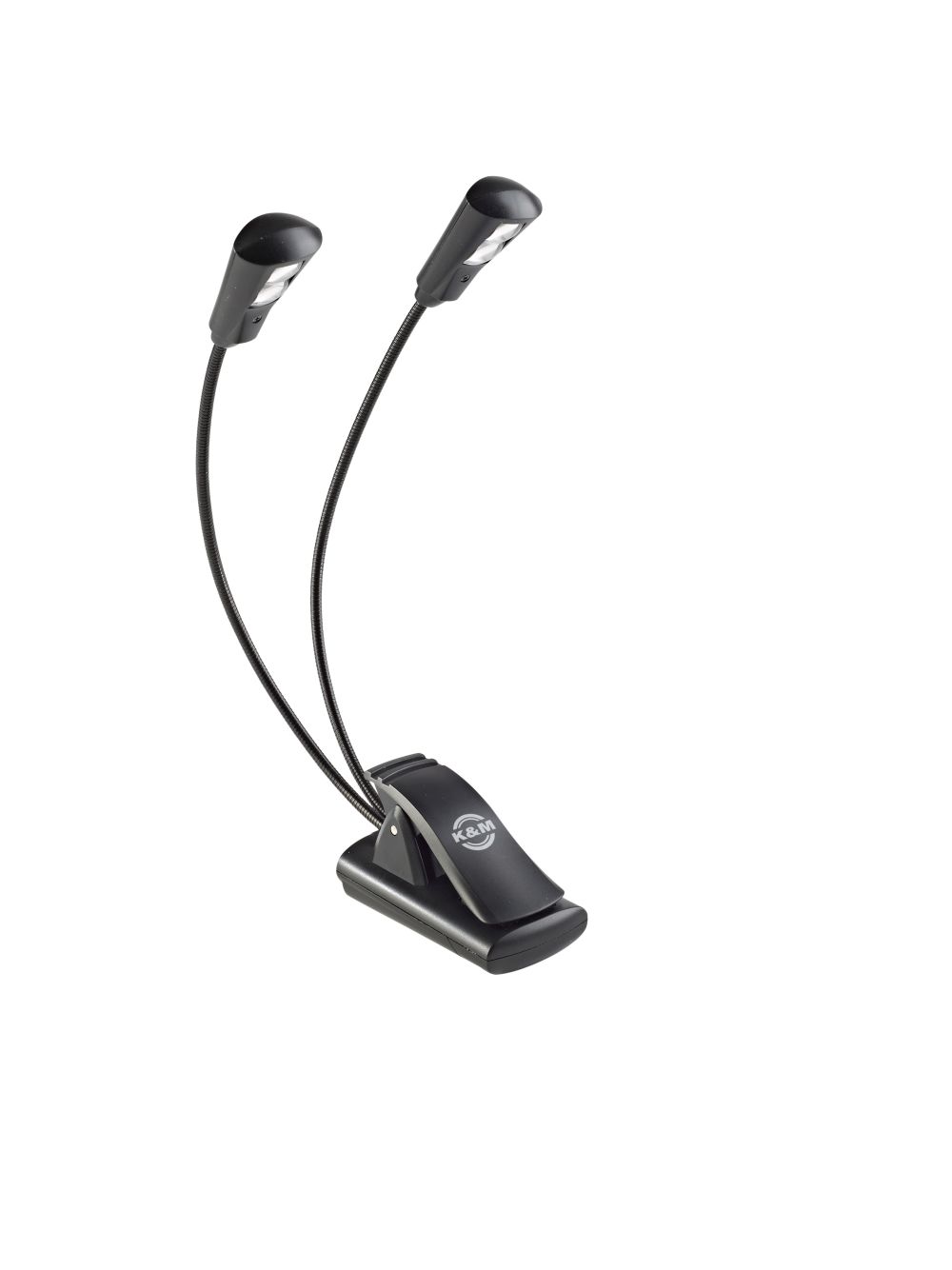 König & Meyer 12244 - music stand light - Double2 Flex Light 2x2 LED (2x1300 lux), clip-on, elemmel or AC adaprel táplálható, flexibilis, black
