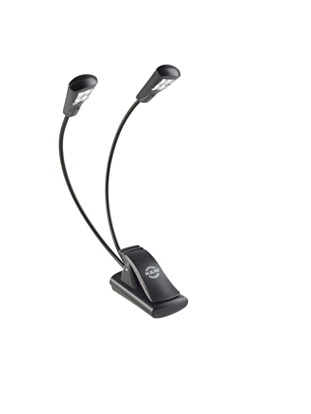 König & Meyer 12246 - music stand light - Double4 Flex Light 2x4 LED (2x1700 lux), clip-on, elemmel or AC adaprel táplálható, flexibilis, black