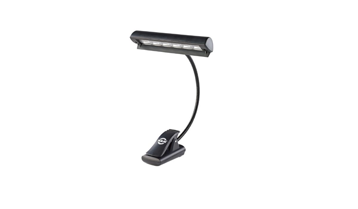 König & Meyer 12248 - music stand light - Concert Flex Light 1x6 LED-es, clip-on, elemmel or AC adaprel táplálható, flexibili, hordtáskával, black