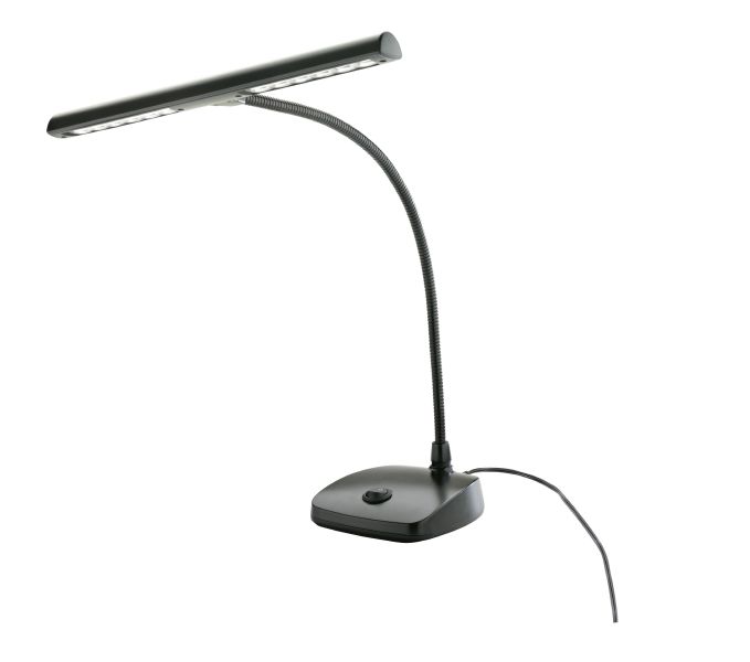 König & Meyer 12297 - kottalámpa, zongoralámpa 12 LED, 2500 lux, 110-240 V AC adapter 3 méter zsinórral, fekete