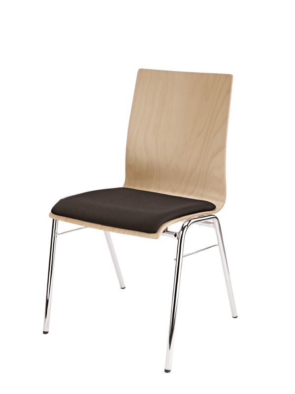 König & Meyer 13410 - zenekari chair / bench egymásra rakható, chrome lábakkal, natúr bükk ülőlappal, párnázott