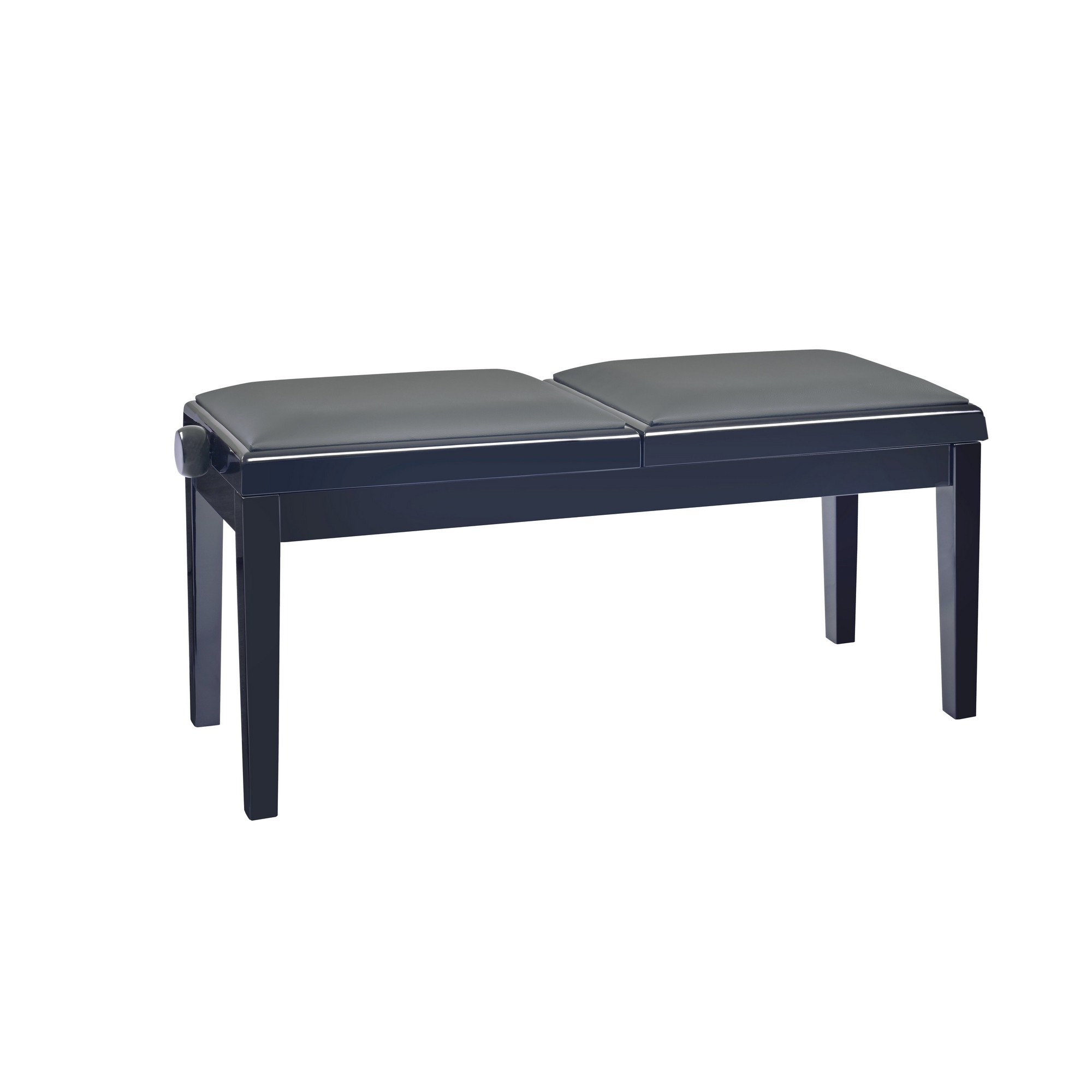 König & Meyer 13949 - piano bench, kétszemélyes, magasfényű black lacquered, black synthetic leather upholstered