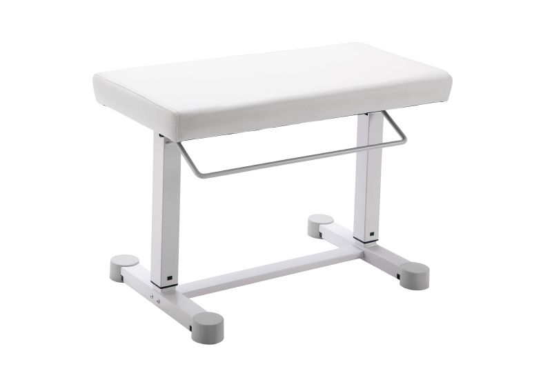 König & Meyer 14080 - piano bench pneumatikus with spring, white synthetic leather huzattal