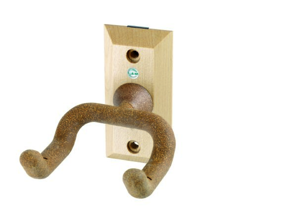 König & Meyer 16220 - guitar holder, wall-mount 2 mounting ponttal, parafával burkolt tartóelemmel,