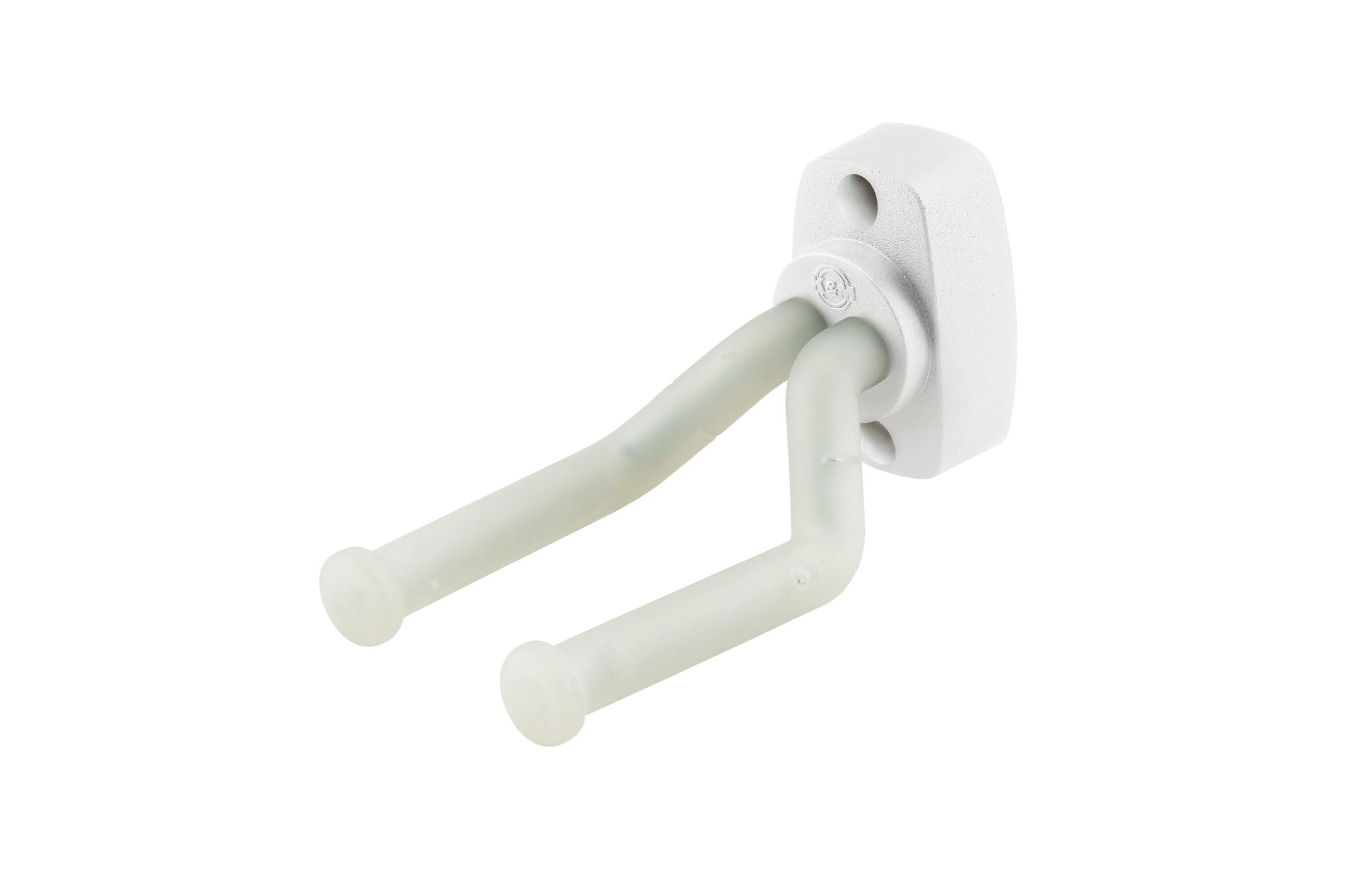 König & Meyer 16280 - guitar holder, wall-mount adjustable, átlátszó védőcsővel borított tartóelemmel, white