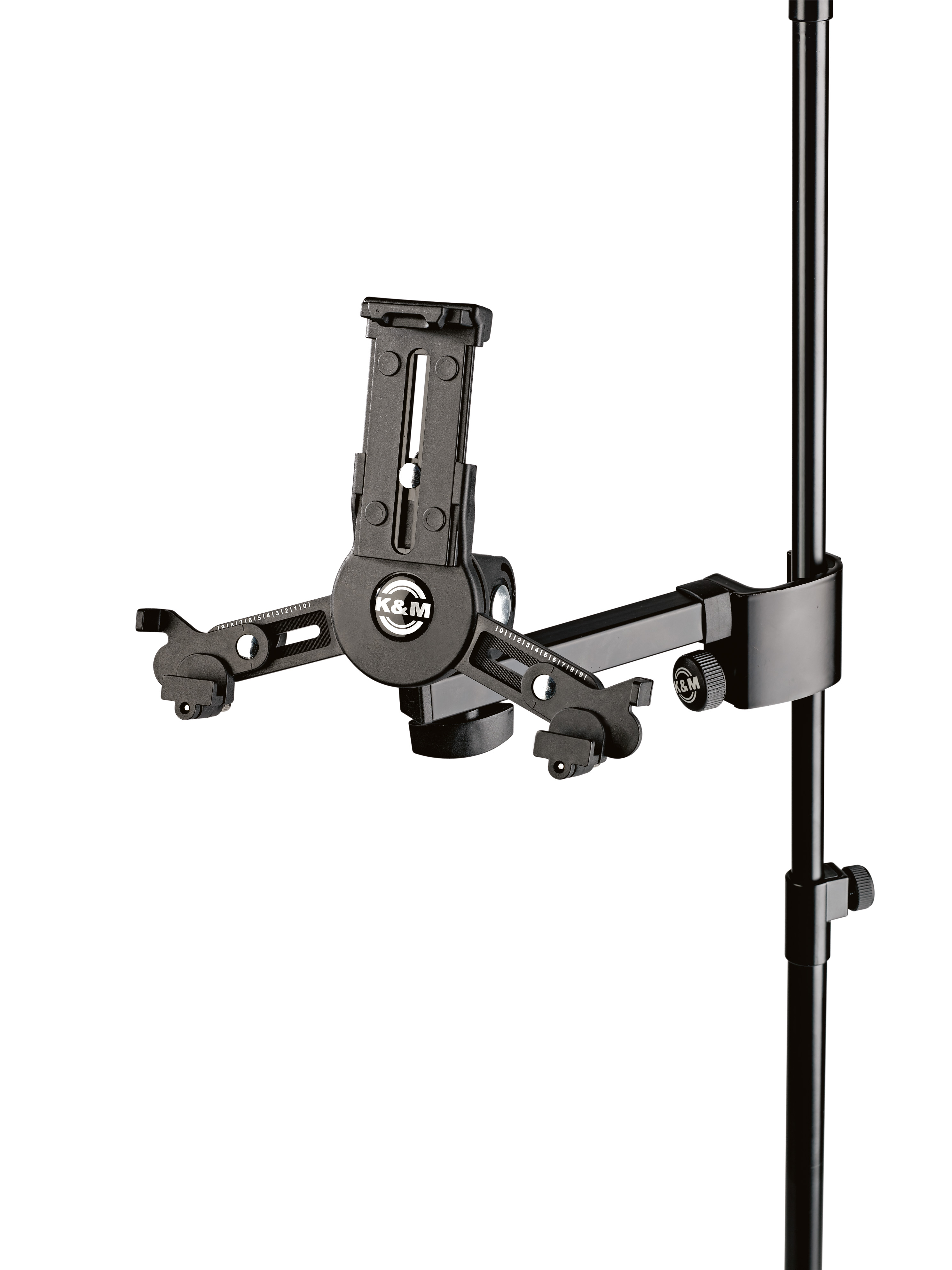 König & Meyer 19796 - universal tablet PC holder / bracket stand oszlopára mountable, 163-242 x 102-189 x 5-11 size tabletekhez, black