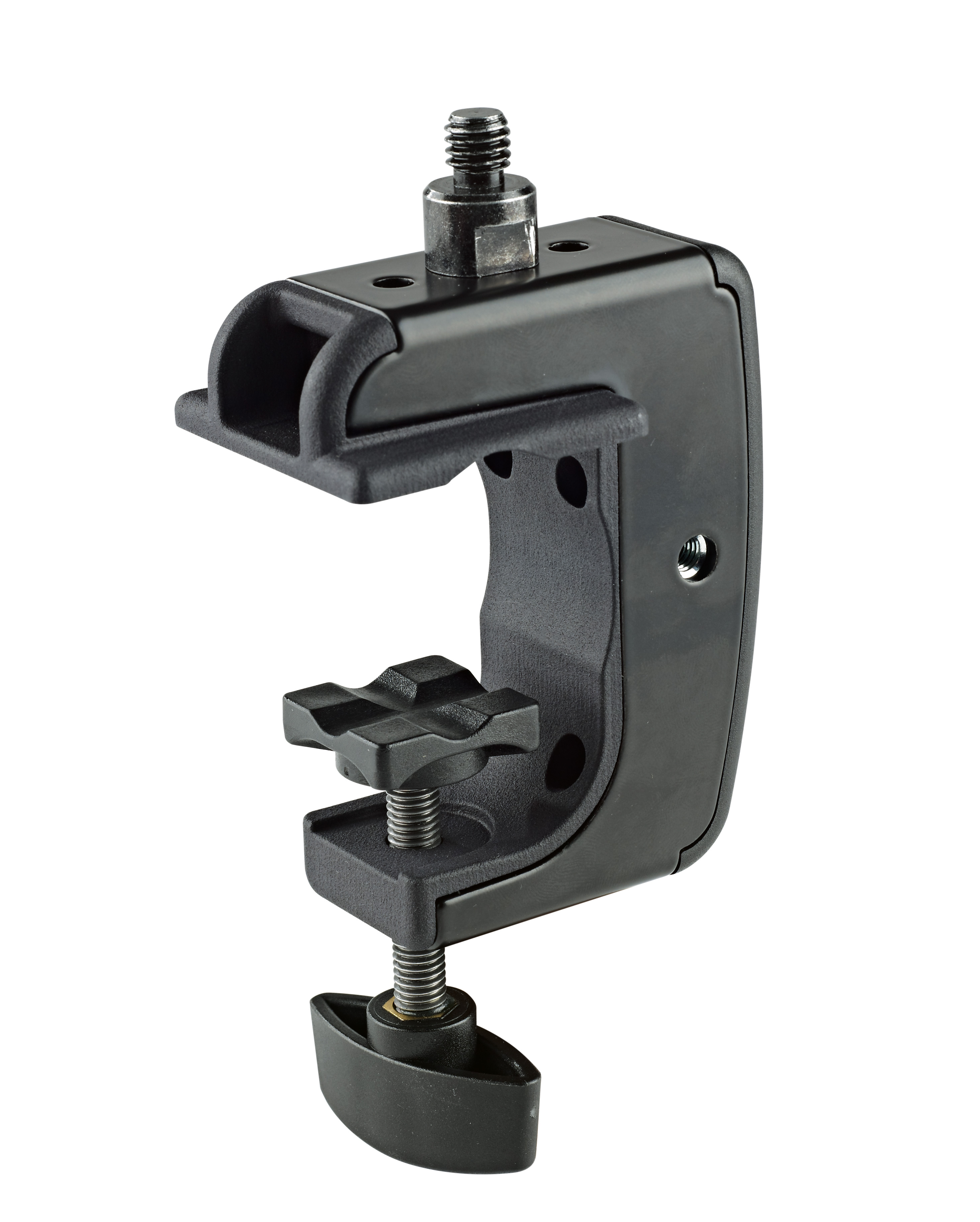 König & Meyer 23723 - desktop satu 3/8'' with screw, sík felületen and csöveken egyaránt alkalmazható, black