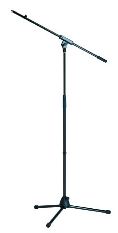 König & Meyer 27105 - microphone stand egyrészes long with boom arm, üvegszál erősítésű plastic talppal, black
