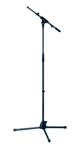 König & Meyer 27195 - microphone stand 2-piece short with boom arm, üvegszál erősítésű plastic talppal, black
