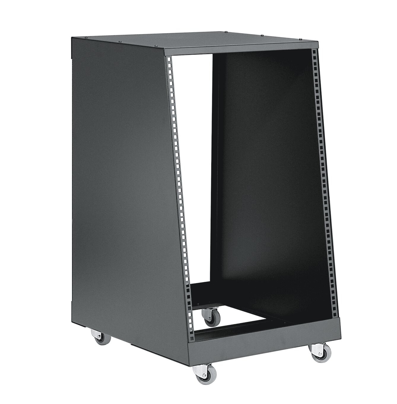 König & Meyer 48260 - rack keret - 21'' 16 U/561-390 mm, rack sín elöl-hátul, 4 x kerék, fekete