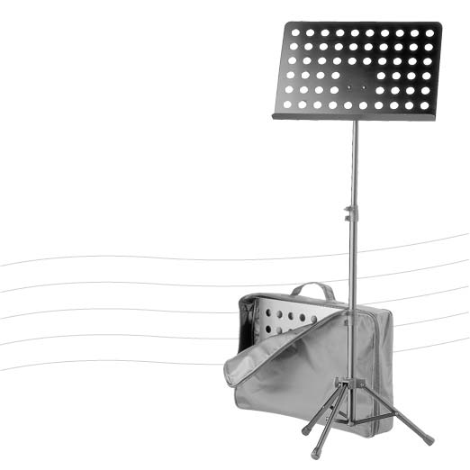 König & Meyer 37885 - music stand - lyukacsos pulttal, telescopic oszloppal, hordtáskával, black