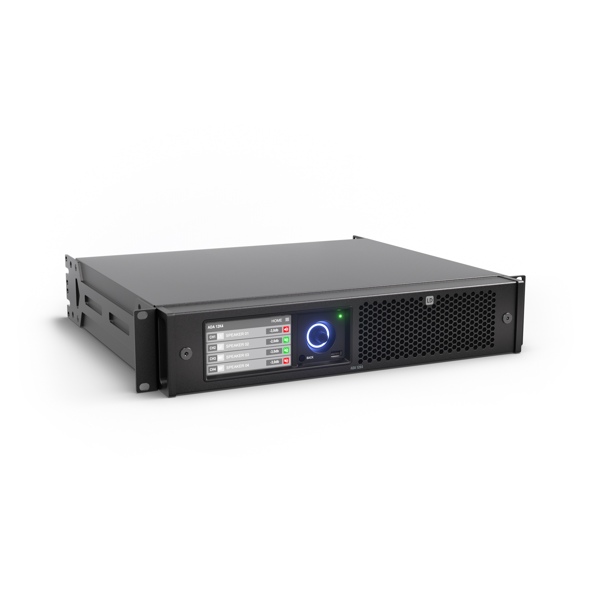 LD Systems ADA 12 K4 - professional power amplifier 4 x 2700 W/4 Ohm, DSP vezérlésű, Dante compatible